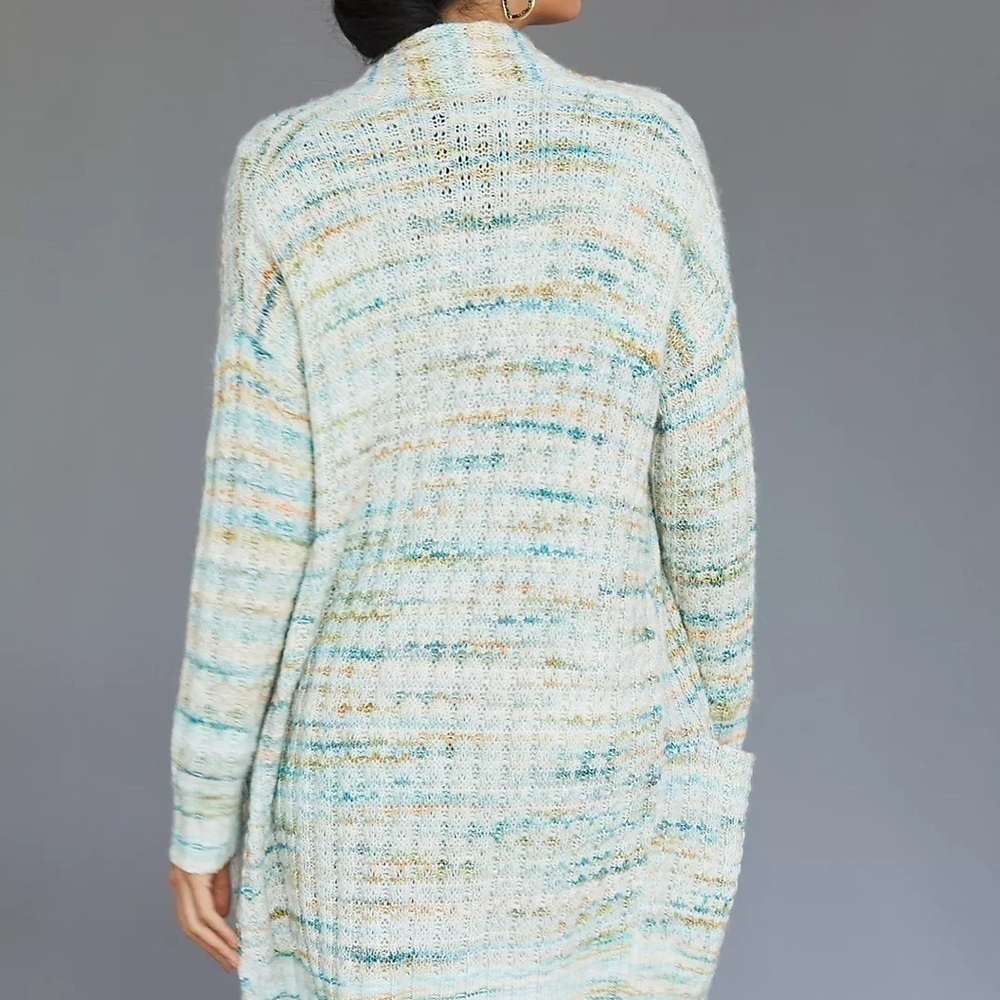 Anthropologie Space-Dyed Longline Cardigan Sweater Size M Bohemian Cottagecore - Picture 3 of 12